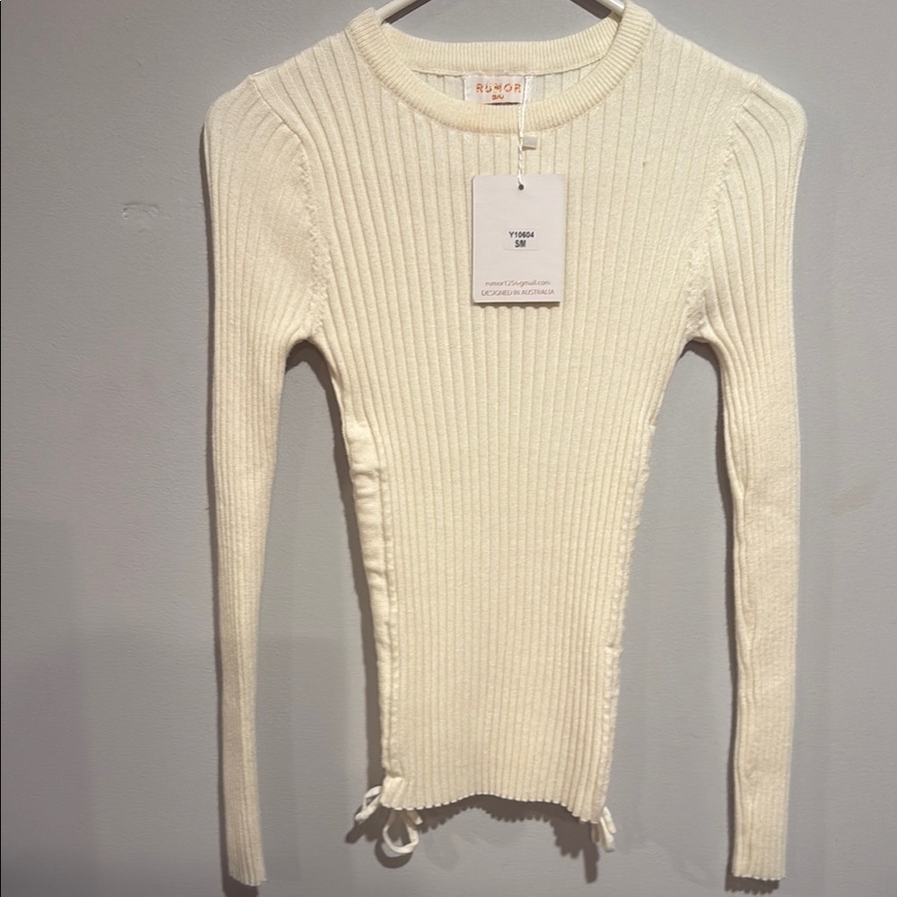 Women's Cream Ribbed Top